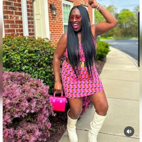 Diane Von Furstenberg DVF Target Womens Plus 28 Pink 90s Geo Mini 70s Dress NWT - Picture 1 of 16